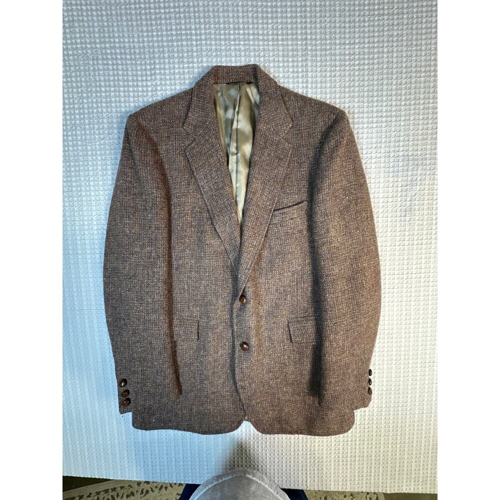 Bullock & Jones Harris Tweed Blazer Wool Brown USA Sport Coat Jacket VTG